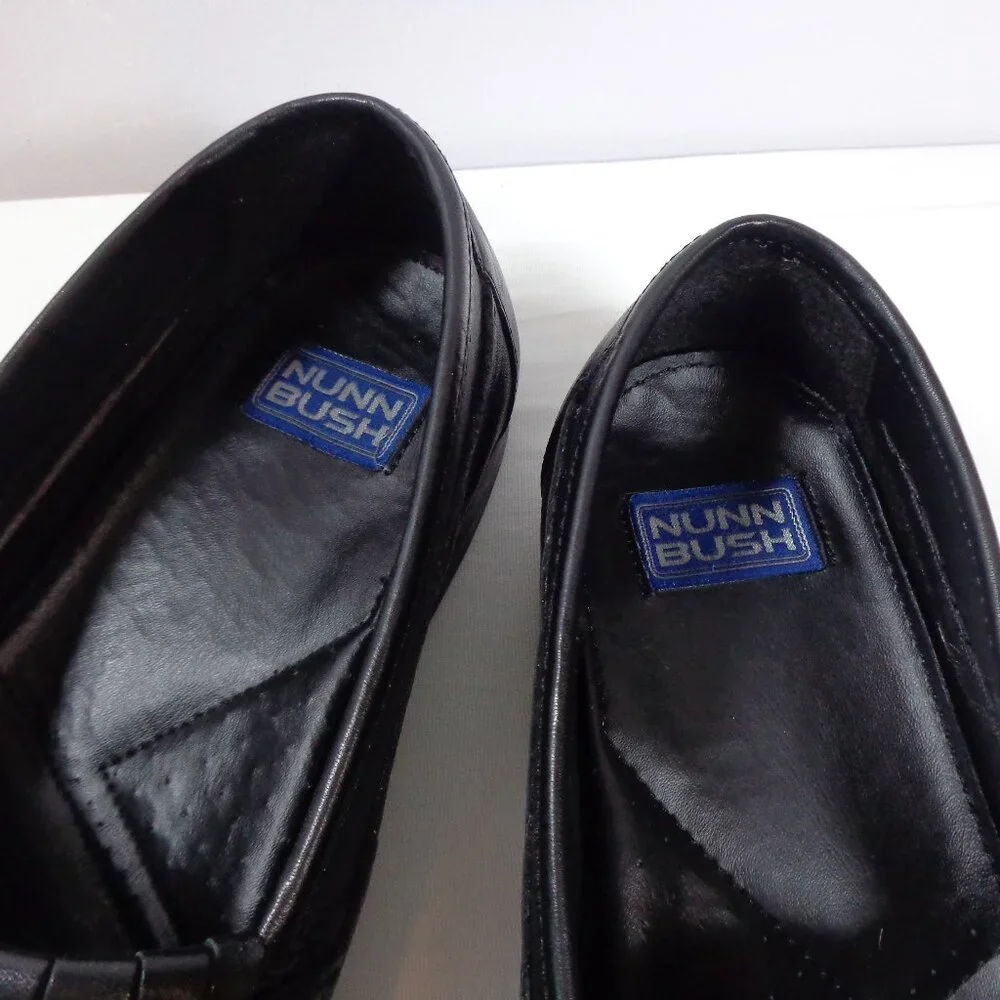 Nunn Bush Mens Black Woven Leather Penney Loafers‎ Tassels Style 84111 Size 10M